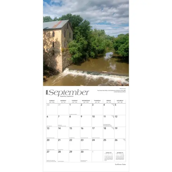 Sunflower State | Kansas Places | 2026 12 x 24 Inch (Hanging) Monthly Square Wall Calendar | Plastic-Free {4}