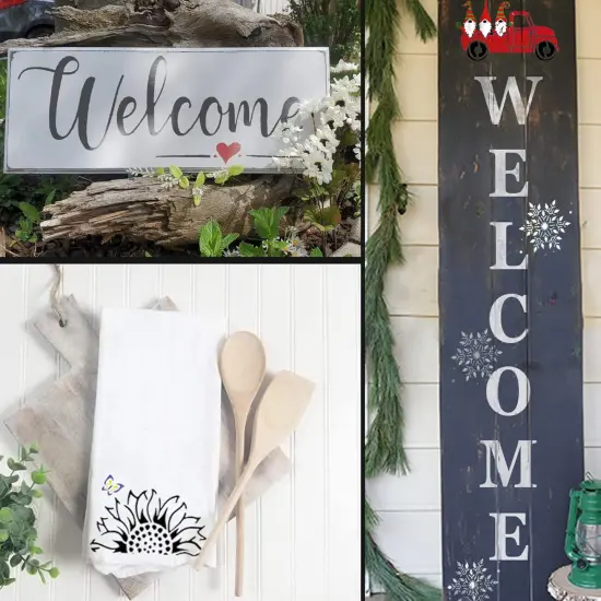 22PCS Large Letter Welcome Stencils for Painting on Wood {4}