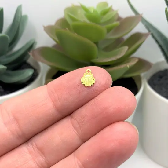 Gold 304 Stainless Steel Tiny Sea Shell Charms, 8x6mm {2}