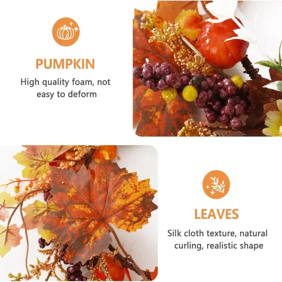 Autumn Maple Leaf Wreath with Pumpkin Berries - Orange {3}