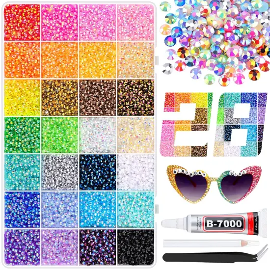 26000Pcs 3mm Flatback Resin Rhinestones with B7000 Jewelry Glue - Jelly Multicolored {1}