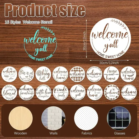 16 Pcs 12" Welcome Stencils {2}