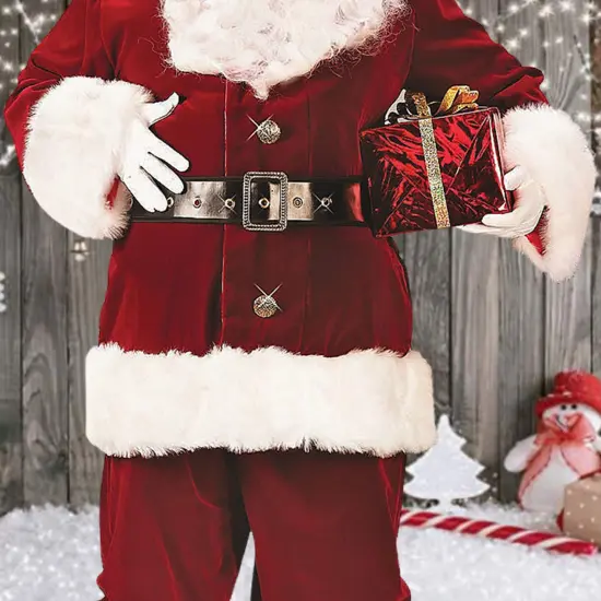 Men's Super Deluxe Santa Costume with Faux Rabbit Fur Trim {4}