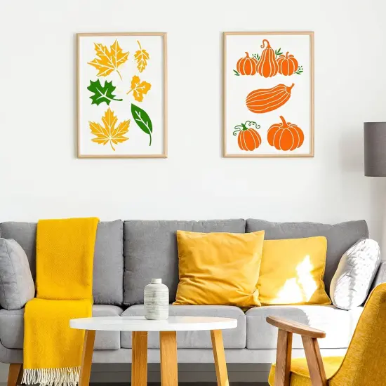 10 Pieces Fall Stencils Thanksgiving Painting Autumn Leaf Maple Leaf Pumpkin 2 Sizes {4}