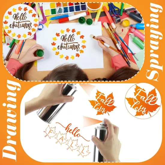 11 Pieces Fall Painting Stencils Autumn Stencil (Maple,8 x 8 Inch, 6 x 12 Inch) {2}