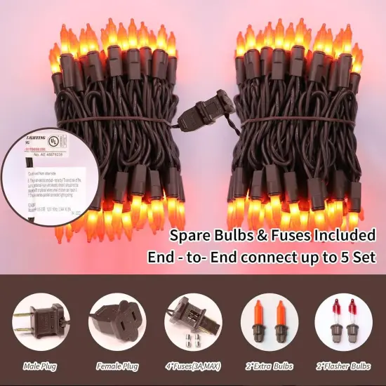 100 Count 20FT String Light Orange Halloween Light {3}