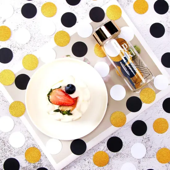 Black Gold White Party Table Confetti 300pcs Glitter Sprinkles {2}