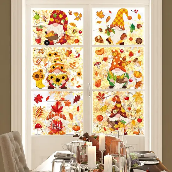 204Pcs Fall Halloween Christmas Window Clings {2}
