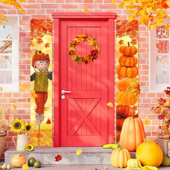 Fall Thanksgiving Porch Banners Outdoor Decorations {2}