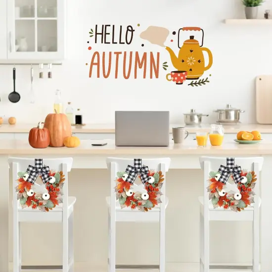 2 Pieces 9" Mini Fall Wreaths for Front Door - Fall Pumpkin Style {3}