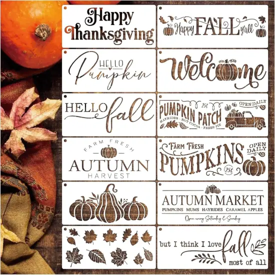 (12 Fall) - Fall Stencils for Painting on Wood Hello Pumpkin {1}