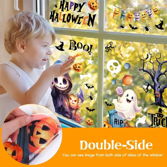 8 Sheets Cute Window Stickers Double-Sided,Halloween Window Clings {2}