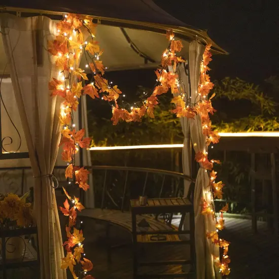 66ft Maple Leaves String Lights Fall Decor for Home Thanksgiving Decorations {5}