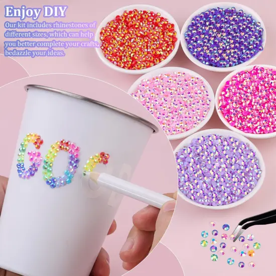 12600Pcs 4mm Jelly Resin Rhinestones with Glue - Multicolored {3}