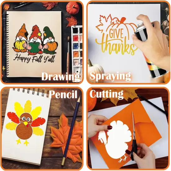 Fall Stencils - Autumn Thanksgiving Pumpkin Paint Stencils - (20x6in) {5}