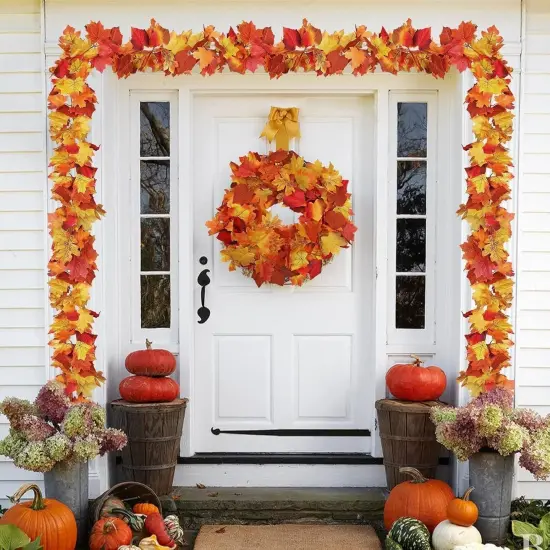 4 Pack Fall Decor Garland - Fall Thanksgiving Decorations for Home - 23.6Ft Maple Leaves {5}