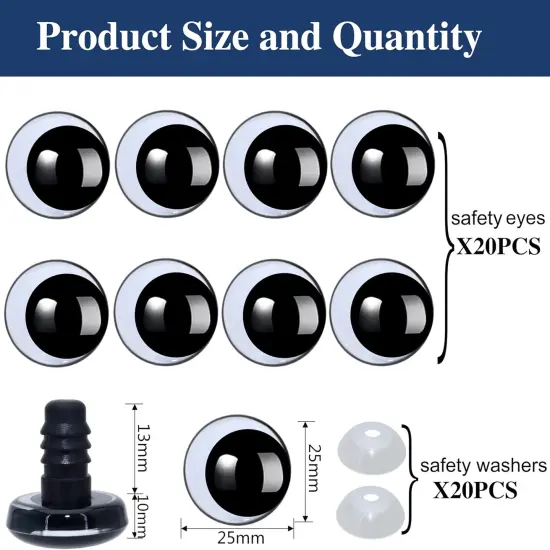 40Pcs 3D Clear Safety Eyes and Washers {3}