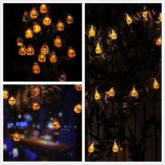 Solar Pumpkin String Lights - 30 LED Pumpkin Lights {2}