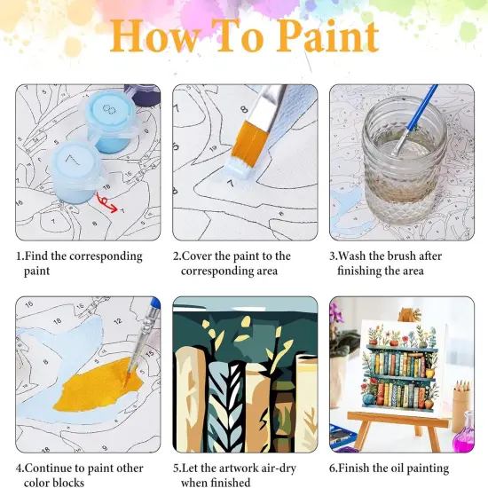 Framed Paint by Numbers Kit for Adults Beginner Bookshelf,10 X 10 Inch {5}