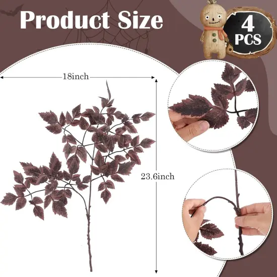 4 Pcs Artificial Cimicifuga Leaf (Chocolate, 23 in) {3}
