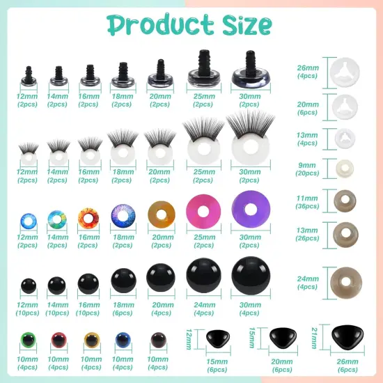 100pcs Safety Eyes and Noses with Washers - 10mm to 30mm {5}