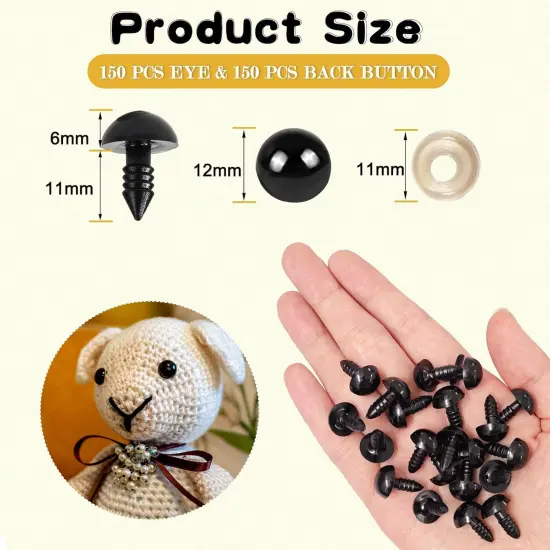 300 Pieces 12mm Safety Eyes for Amigurumi {2}
