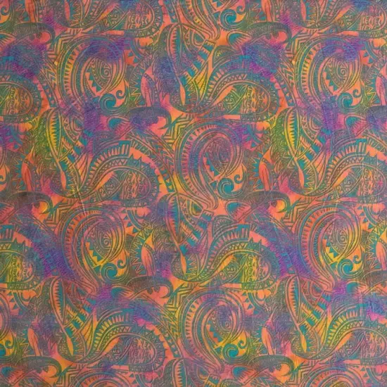 1 Yard Traditional Polynesian Tattoo Watercolor Fabric 100% Polyester, 36in L x 45 in W {6}