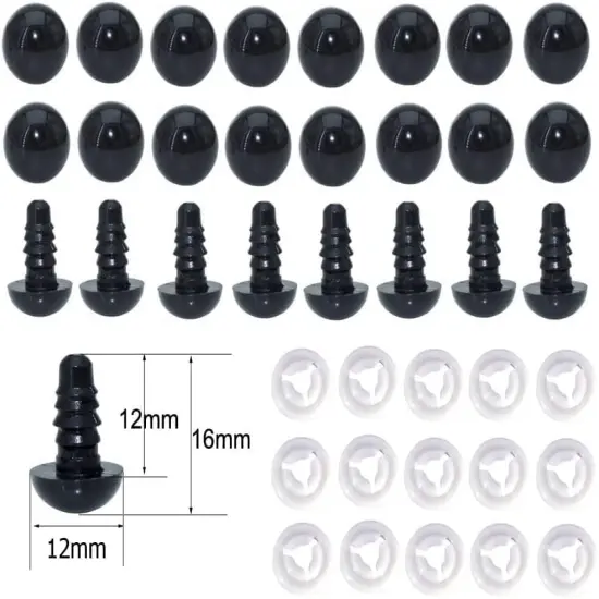 50Pcs 12mm Black Solid Plastic Safety Eyes {3}