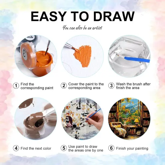 Bookshelf Paint by Numbers Kit for Adults Beginner,16x20 Inchs {5}