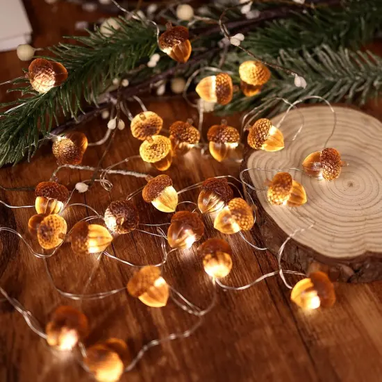 3D Twinkle Acorn Fall Decorations Harvest String Lights {3}