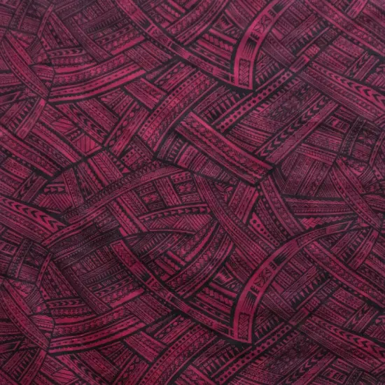 1 Yard Traditional Polynesian Tattoo Design Polyester Fabric for Apparel Projects 60 Inch Width Fuchsia {1}
