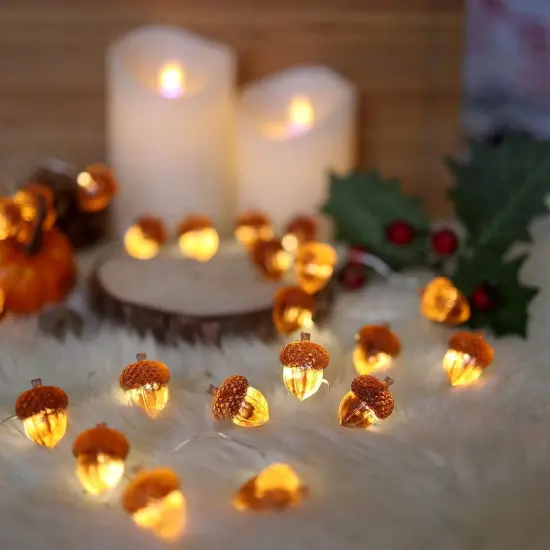 Thanksgiving Acorn Lights Fall Garland {5}