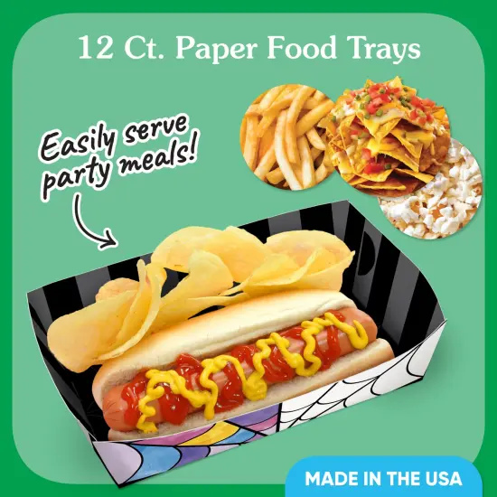Big Dot of Happiness Goth Girl Party Paper Food Trays, Disposable Food Boats, Double-Sided Food Holders for Nachos, Hot Dogs, French Fries - 12 Ct {4}