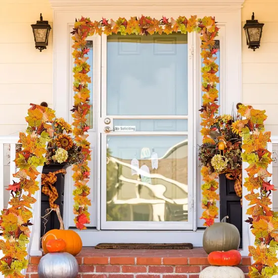 3 Pack Fall Maple Leaf Garland 5.7Ft/Piece Artificial Autumn Maple Leaves Hanging Foliage {3}