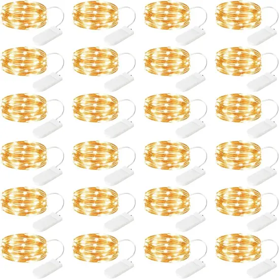 24 Pack Battery Operated String Lights - 7 ft 20 LED (Warm White) {1}