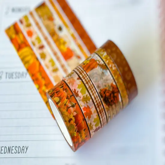 Fall Farm Leaves Pumpkins Foliage Washi Tape Set September 2024 - W115 {4}
