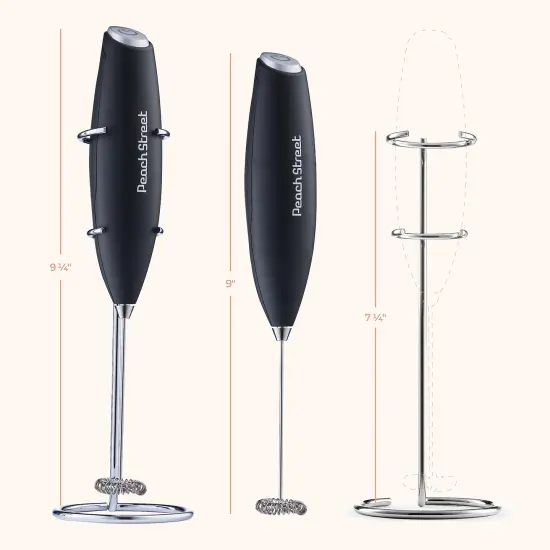 Powerful Handheld Milk Frother, Mini Milk Frother Wand, Battery Operated Stainless Steel Drink Mixer - Milk Frother Stand for Milk Coffee, Lattes, Cappuccino, Frappe, Matcha, Hot Chocolate {2}