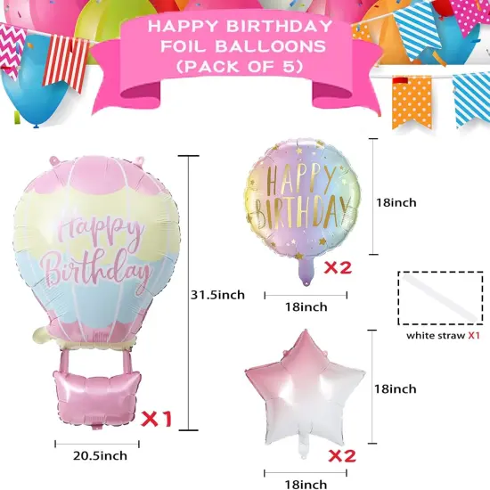 5 Pcs Foil Happy Birthday Balloons Decorations {4}