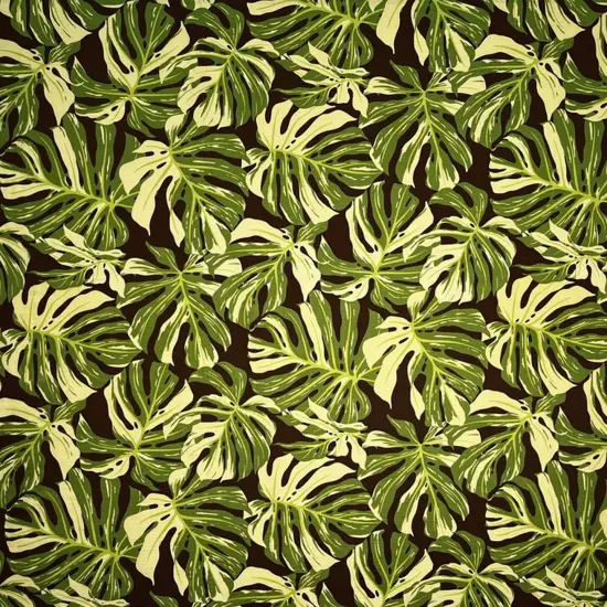 1 Yard All over Multicolor Monstera Leaves Fabric, 100% Cotton Barkcloth, 45" Wide Black {3}