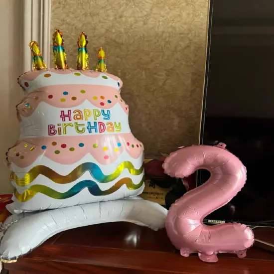 2PCS Happy Birthday Cake Foil Balloons {2}