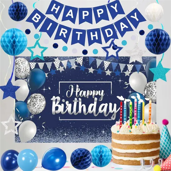 Blue Happy Birthday Decorations {4}