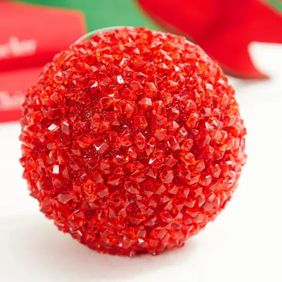 4" Red Crystal Ball Ornament {2}
