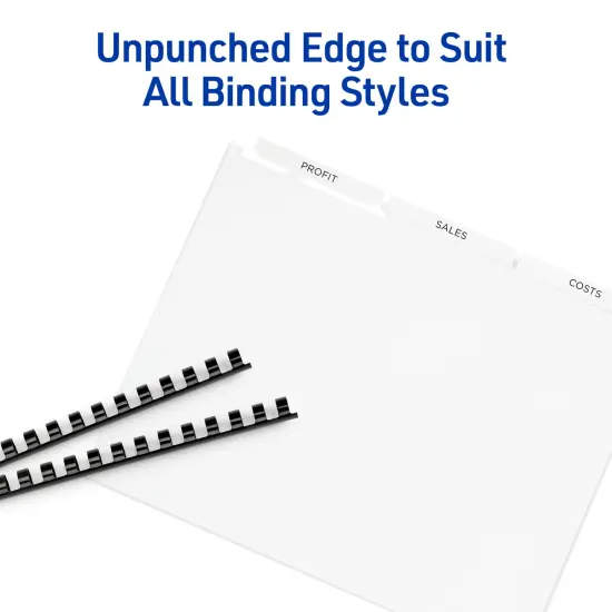 Avery 3-Tab Unpunched Dividers for Use with Any Binding System, Easy Print & Apply Clear Label Strip, Index Maker Customizable White Tabs, 25 Sets (11442) {6}