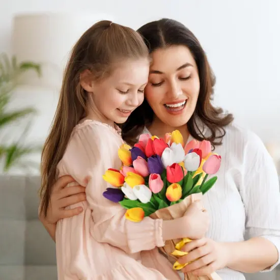 30PCS Summer Floral Arrangement &ndash; Artificial Tulip Flowers, Real Touch Faux PU Tulips for Table Centerpieces, Kitchen, Home Decor (Multi-Colors) {3}