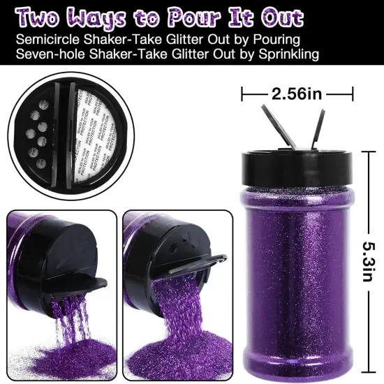 Ultra Fine Purple Glitter, 7.05 Oz (200g), Fine Glitter for Resin Crafts Nails Tumblers Slime Cosmetic and Festival Decoration - Purple Fine Glitter Bulk {3}