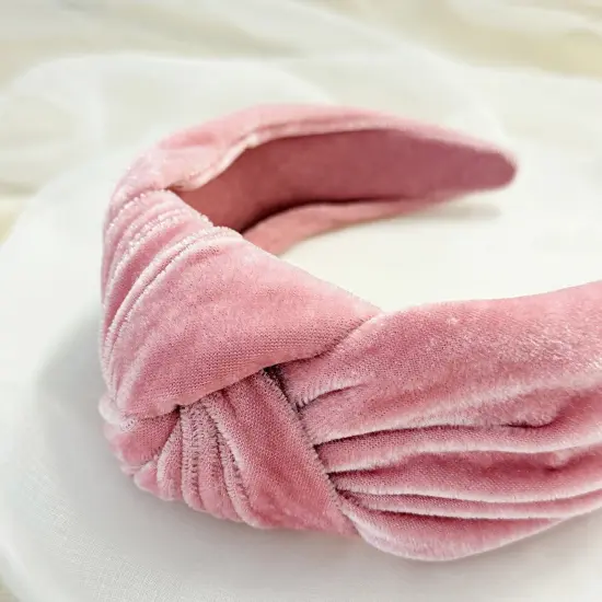 Wrapables Wide Knotted Velvet Headbands, Top Knot Velvet Headbands for Women and Girls, Pink {5}