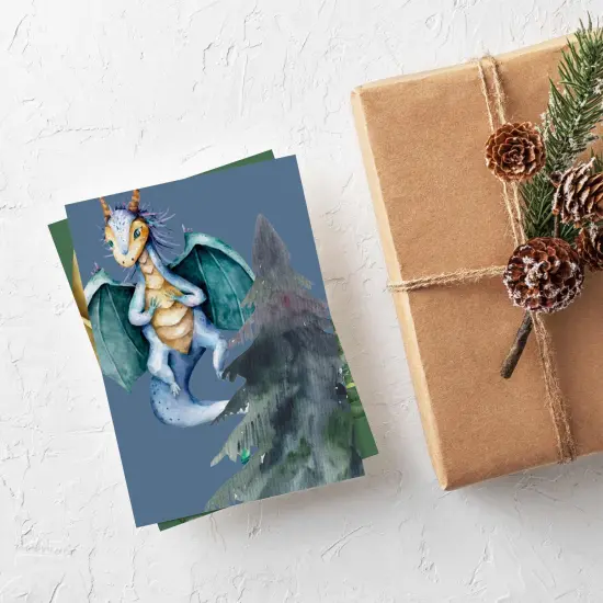 Christmas Tree Dragon Holiday Cards - 24-Pack Winter Greeting Cards with 4 Unique Fantasy Dragon Designs, Blank Inside for Mildly Festive Holiday Wishes - Whimsical and Enchanting Stationery Set for Fantasy Lovers {2}