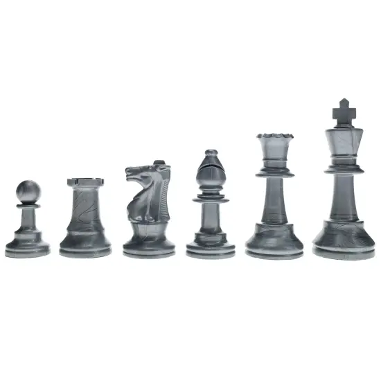 WE Games Color Bright Plastic Staunton Tournament Chess Pieces with 3.75 in. King - Half Chess Set of Chess Pieces Only, Silver {1}