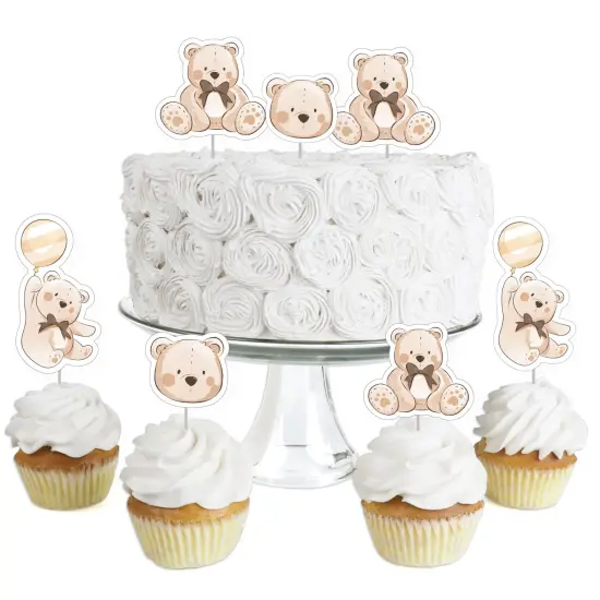 Big Dot of Happiness We Can Bearly Wait - Dessert Cupcake Toppers - Teddy Bear Baby Shower Clear Treat Picks - Set of 24 {1}
