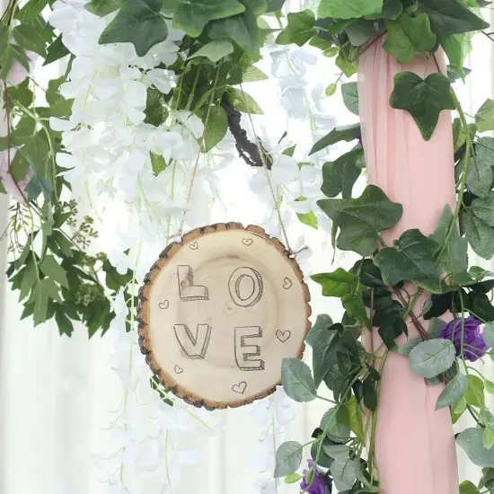 2 pcs 8-Inch wide Brown Natural Round Wood Plaques Hanging Signs Decorations {3}